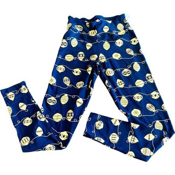 Derek Heart Holiday Leggings Black Shiny Gold Ornament Patterned Christmas Pant - Picture 11 of 11